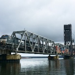 A train passes across a bridge