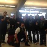 Posing with a few of my team mates and a famous rock band who were flying out on DL.