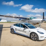 Part of our field research fleet (Cessna Grand Caravan airplane and one of many Teslas)