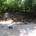 Helping reconstruct  amphitheater benches