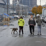 Outreach Care Coordinator walking with clients