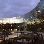 A view from the courtyard at the corporate headquarters