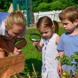 Checking out the camp garden.