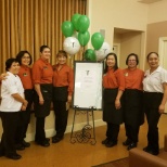 Atria Valley View staff are recognized at their Atria Rewards party.