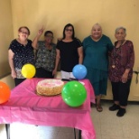 Birthday party at elderly home.