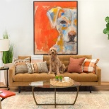 Fairmont Sofa featuring Stella the goldendoodle