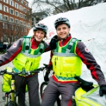 Two first aiders on bikes