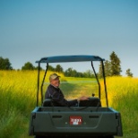 The Director of Golf and Grounds working on one of the golf courses at Grand Traverse Resort and Spa