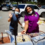 Team members at a community