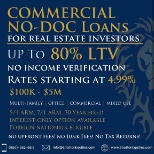 Commercial NO-DOC Loans Starting at 4.99% Up-To 80% LTV