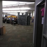 One of many decorated cubicle rows.