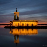 Normanton Church at Rutland Water at night