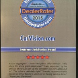 Dealer Rater Recognition 2015 Customer Satisfaction Award