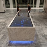 A custom marble touch table built by Ideum. Designed in partnership with IDEO and Gensler.