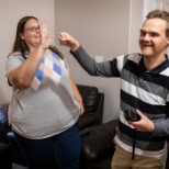 Chrysalis Staff and Individual enjoying a little Wii game.