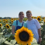 Residents enjoying the sunflower field