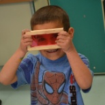 A preschooler enjoys exploring during playtime.