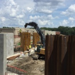 An in-progress image of our award winning floodwall at the USACE Swope Park jobsite.