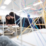 A UM student gets guidance in the Faculty of Architecture’s John A. Russell building.