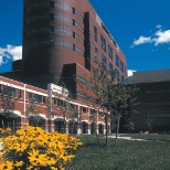 View of hospital from adjacent park grounds