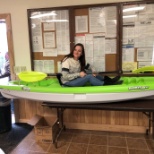 Easter Fun! Ed won the kayak give away and Bre from the office modeled the kayak!