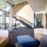 Community seating area at Anderson Trucking Service (ATS) headquarters in St. Cloud, Minnesota