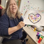 Program participants made art using bubbles