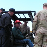 Del-Jen forklift instructor teaching forklift operation to military students.