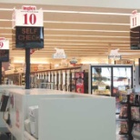 Self check out register where customers scan their own groceries.