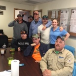 San Angelo employees at a monthly safety meeting