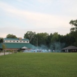 Field and dining hall.