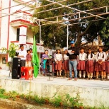 Addressing the morning assembly