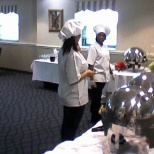 Students setting up a Buffet Lunch, a typical day in class.