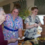 Staff enjoying a special chocolate treat