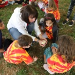 Hillendale Elementary School teacher with students on a field trip to the Fair