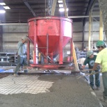 pouring concrete into prepared form