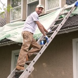 One of our painters working outdoors.