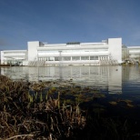 A view of Nationwide House over the lake