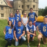 Practicing our human table football skills at a company social event!