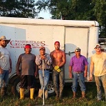 Crew on site of house pour