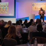 Kriss Akabusi gives a rousing speech at our 2022 Conference