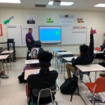 Our Customer Service Manager talking with local high school students about customer service skills.