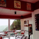 the ice cream shop at the top of the tram