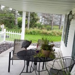 A pet hen that sat with residents during the summer