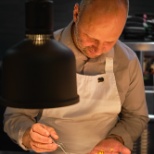 Simon Rogan on the pass at L'Enclume