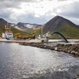 Dredging the access to a new quay in the harbour of Siglufjördur