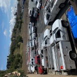 Trucks parked at shop for team meeting