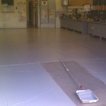 Painted floor of students motor shop class