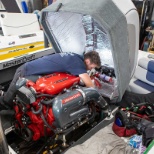 Technician working on boat