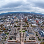 Aerial photo of State of Michigan Capitol.